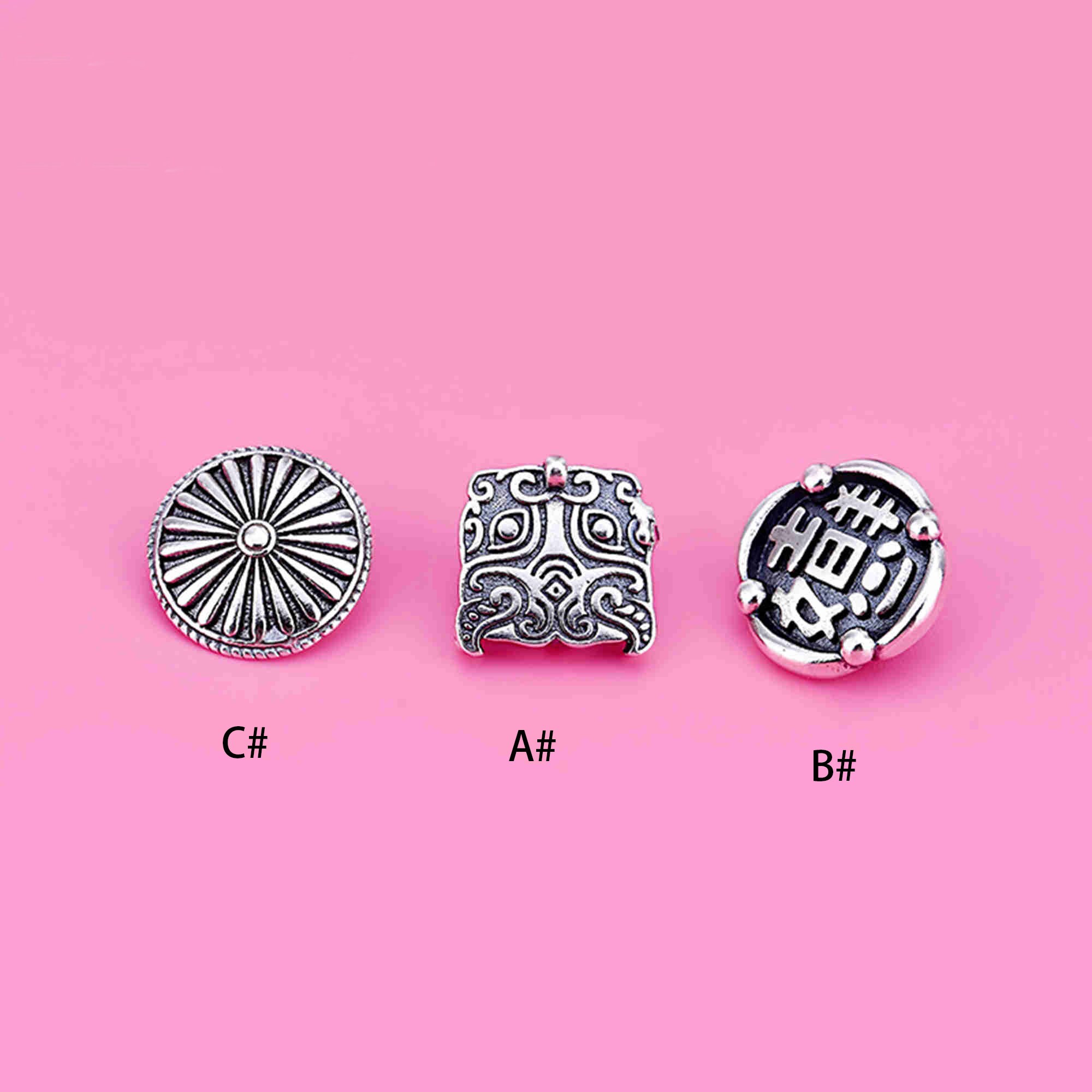 Sterling Silver Square Button Clasps, S925 Silver Button for