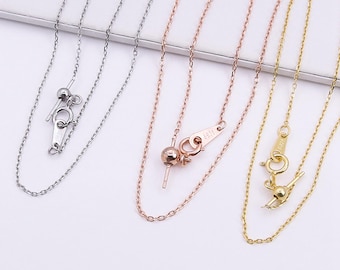 16" 18" Sterling Silver Cable Chain, s925 Silver Cable Chain For Jewelry Making Supplies, Finished Necklace with Silicone Bead Needle