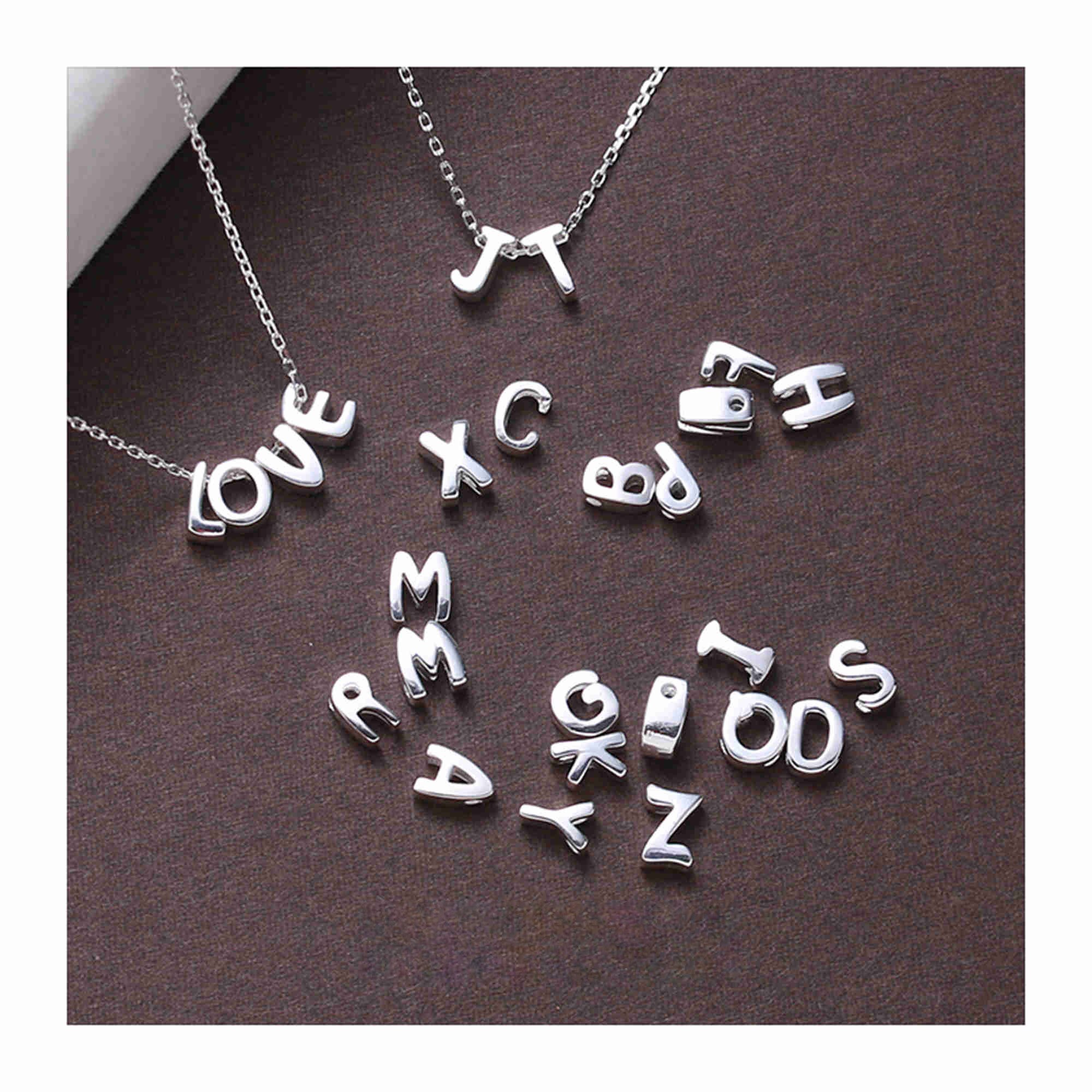 Sterling Silver Letter Beads Sterling Silver Alphabet Beads Etsy