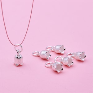 Sterling Silver Tulip Charm Pendant, Flower Bracelet, Blossom Necklace, Nature Earring, Botanical Jewelry, Bouquet Charm, Charms In Bulk