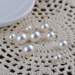 10pcs Shell Pearl Half Hole Round Beads, Shell Pearl Round Beads For Jewelry Making Supplies, Spacer Beads, Round Beads 6mm 8mm 10mm