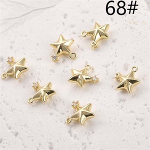 Ciondolo a forma di stella e luna placcato oro 14 carati con zirconi cubici, ciondolo a tema stellare, ciondolo a forma di cielo notturno celeste per bracciale, collana e orecchini, componente per gioielli astronomici