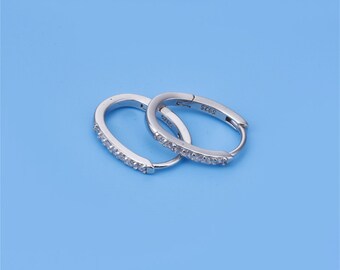 Sterling Silver Earring Hoops, s925 Silver Oval Earwire Hoops For Jewelry Making Supplies, Hoop Earrings, Ear Hoops for Gemstones