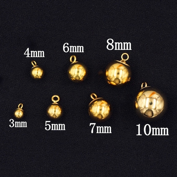 1PCS 4-8MM Round 14K Gold Filled Pendant Smooth ball charms jewelry beads  for DIY bracelet