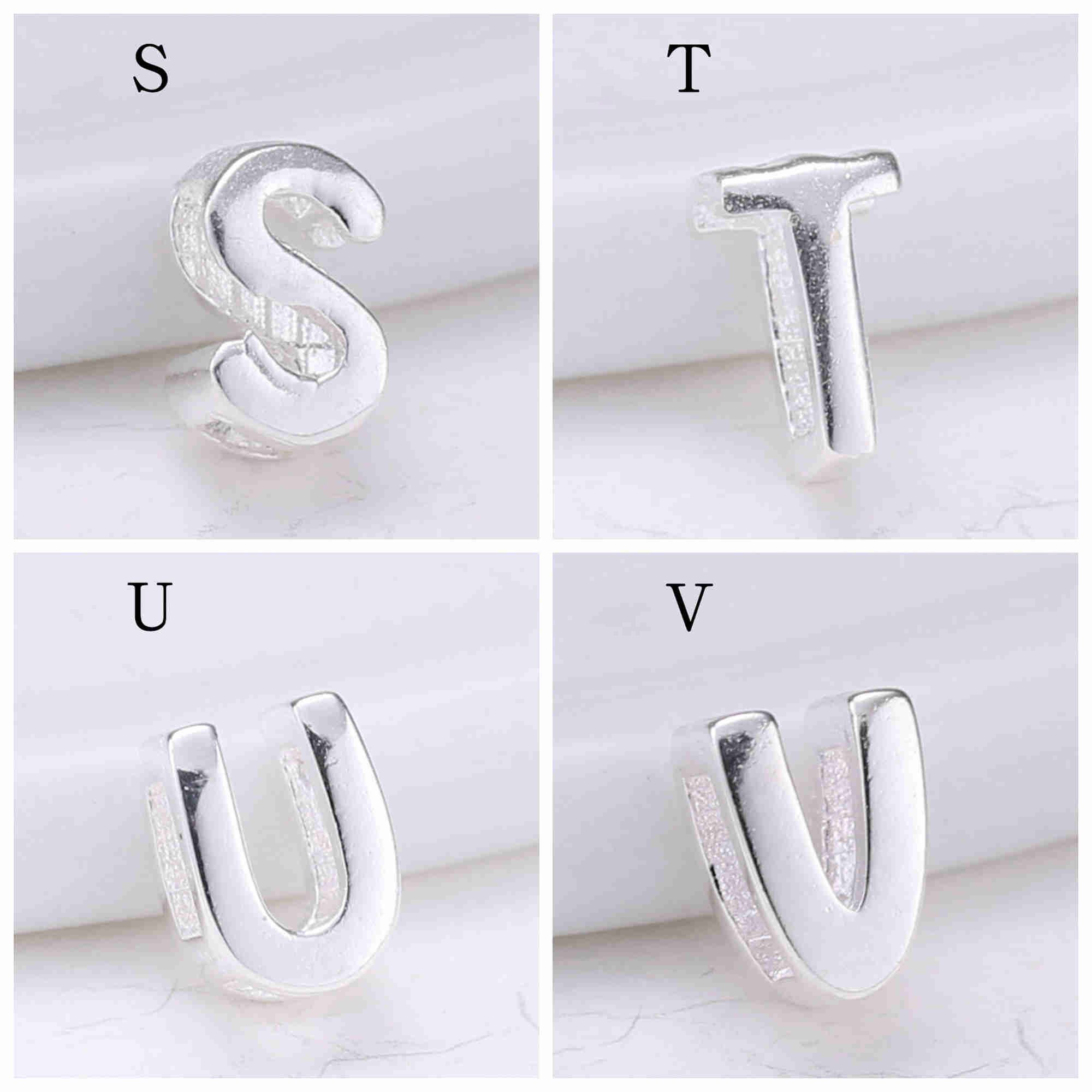 Sterling Silver Letter Beads Sterling Silver Alphabet Beads Etsy