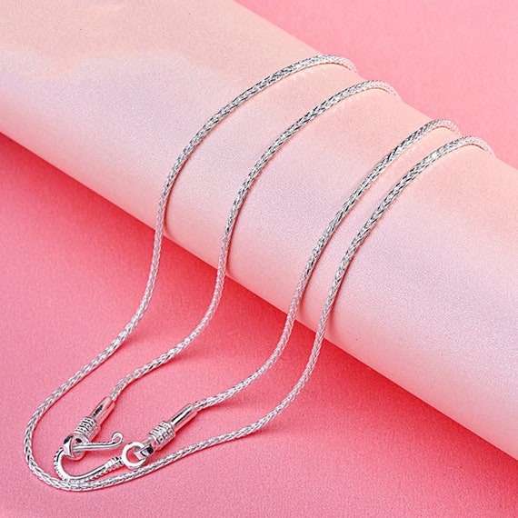 19.7 22.3 Sterling Silver Chopin Chain, S925 Silver Chain for Jewelry Making  Supplies, Finished Necklace With U Shape Clasp 