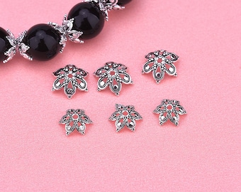 Sterling Silver Flower Bead Caps, s925 Silver Floral  Beads Cap For Jewelry Making Supplies, Bracelet Beads Cap,Flower Bead Caps 9mm 11.3mm