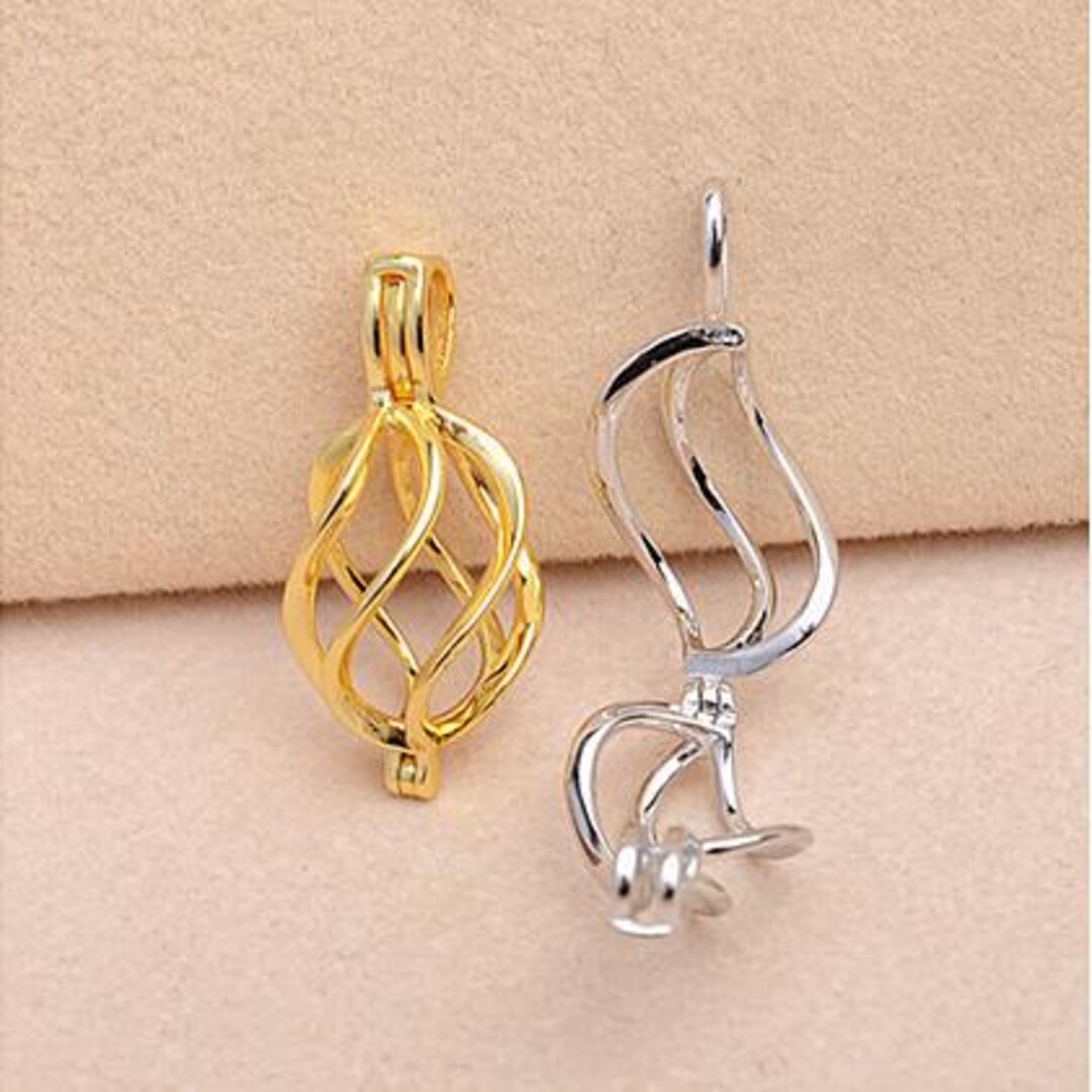Sterling Silver Bird Cage Pendant Setting, S925 Silver Pearl Cage ...