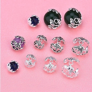 1pc Sterling Silver Bead Caps, s925 Silver Beads Cap For Jewelry Making Supplies, Bracelet Beads Cap,  Flower Bead Caps 8mm 10mm 14mm