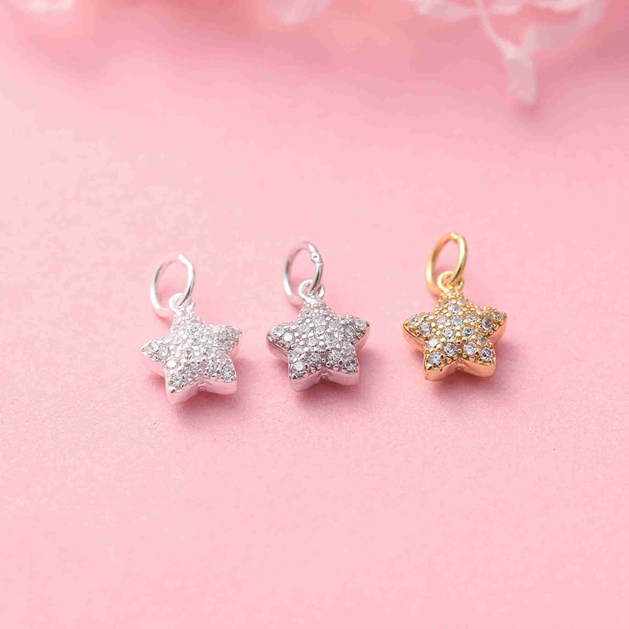 Sterling Silver Star Charm, S925 Silver Star Charm for
