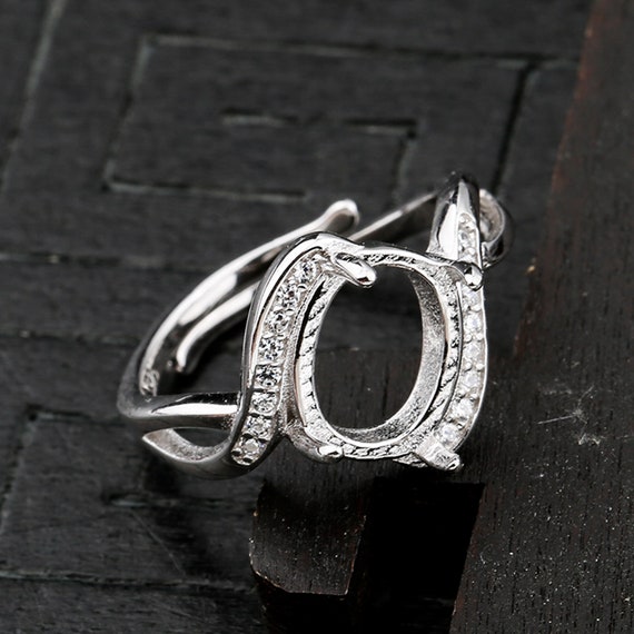 Sterling Silver Ring Setting, S925 Silver Oval Bezel Cup Setting