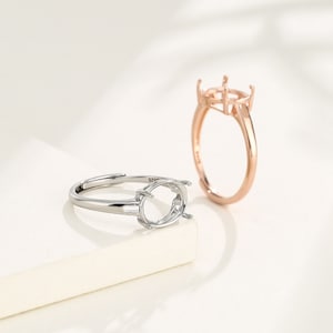 Sterling Silver Ring Setting, s925 Silver Prong Claw Bezel Cup Setting, Sterling Silver Ring Blanks, Adjustable Ring Blanks 3-8mm*5-10mm