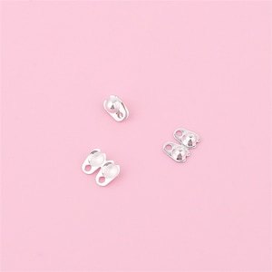 Sterling Silver Chain Closures, Sterling Silver Clamshell Bead Tips, s925 Silver End Tip Cover, Fold Over Crimp Bead, Cover End
