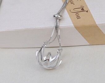 Sterling Silver Beads, Sterling Silver Bead Frames Fits 10mm Pearls Beads, s925 Silver Frames, Bracelet Bead W/ Box Chain Stopper Bead