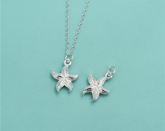 Sterling Silver Starfish Charm Pendant, Beach Bracelet, Ocean Necklace, Sea Life Earring, Tropical Jewelry, Seaside Charm, Charms In Bulk