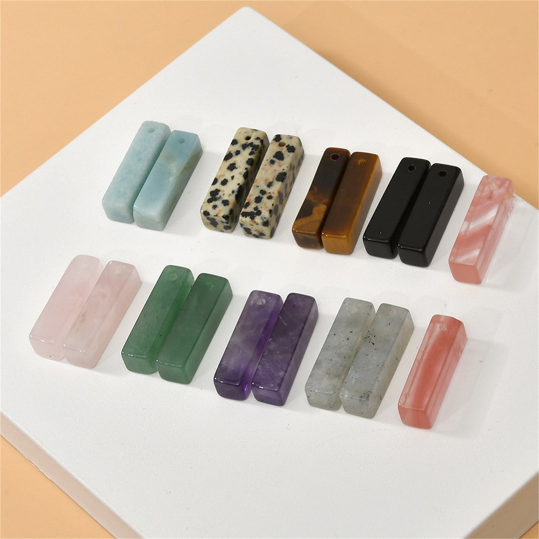 Natural Gemstone Cuboid Pendant Charm, Gemstone Stone Bracelet ...