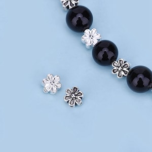 Sterling Silver Beads, Sterling Silver Flower Beads, s925 Silver Flower Spacer Beads, Spacer Beads, Bracelet Beads 6mm