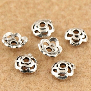 Sterling Silver Flower Bead Caps, s925 Silver Beads Cap For Jewelry Making Supplies, Bracelet Beads Cap, Flower Bead Caps 7mm