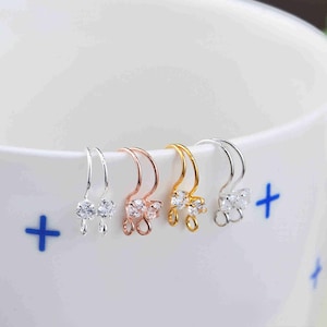 Sterling Silver Earring Hooks, s925 Silver Earring Hooks For Jewelry Making Supplies, Simple Earring Hooks with Zircon