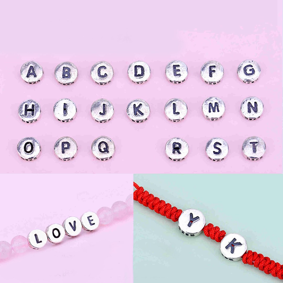 Sterling Silver Letter Beads, Sterling Silver Alphabet Beads 2 Sides