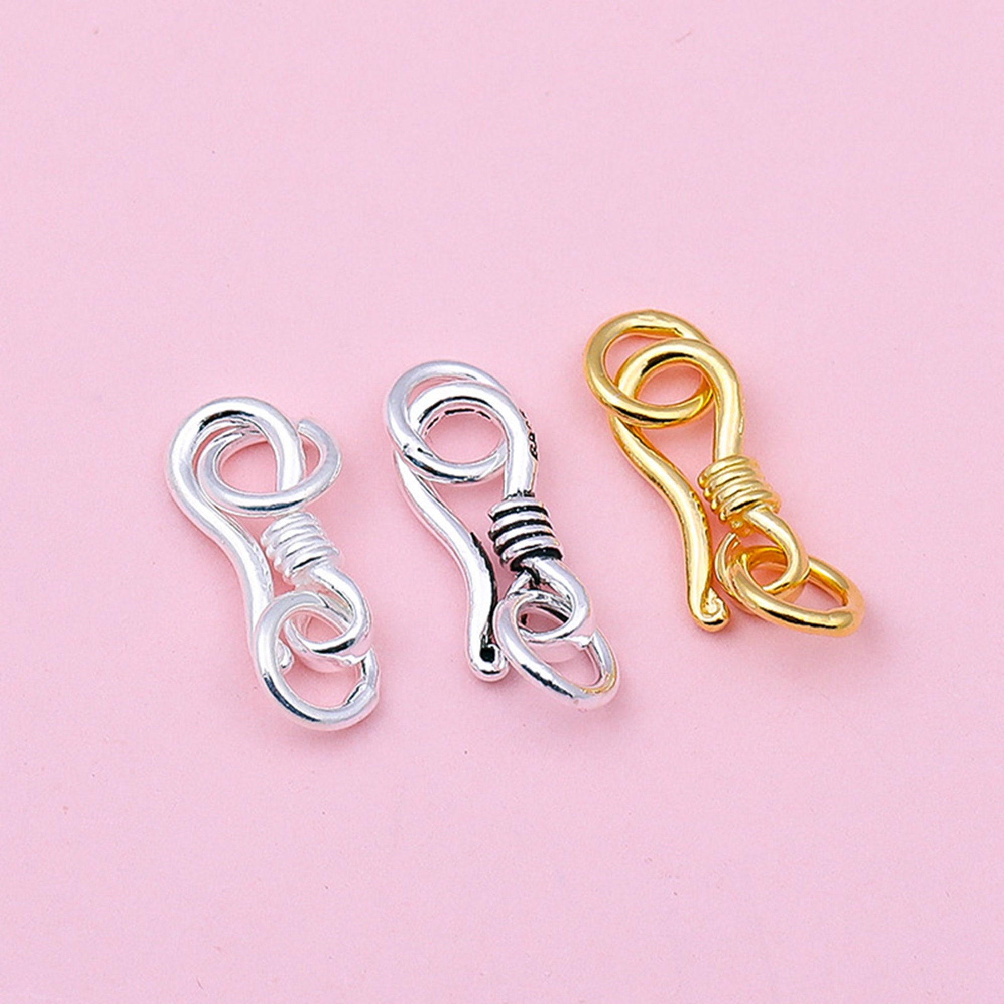 2 Pcs Pendant Clasp for Jewelry Making Necklace Bracelet,pendant  Hook,connector Supplies,sterling Silver,solid Pure Silver Clasp 