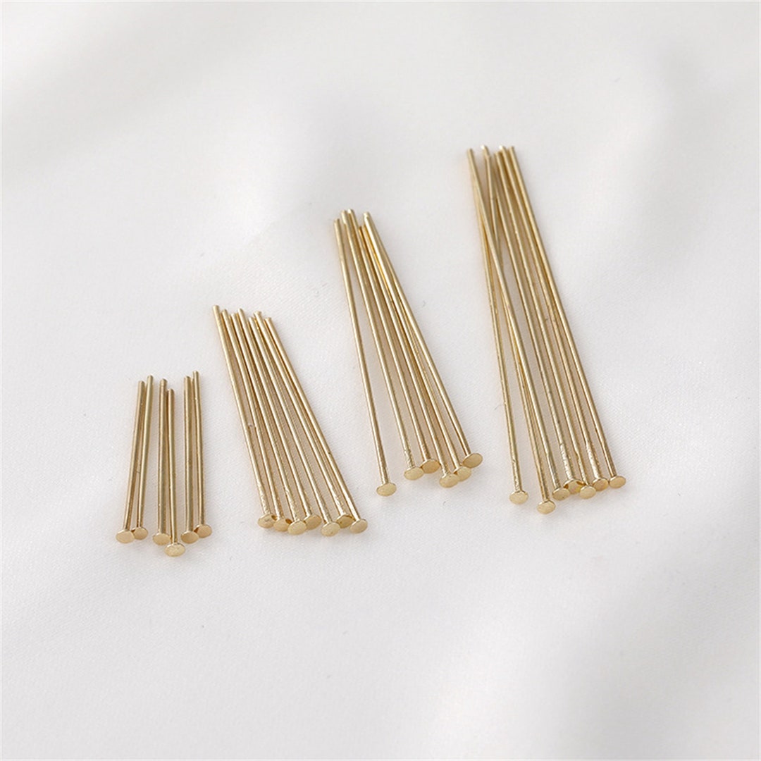 Plated Pin 14K Gold Plated Pins Headpins, Gold Tone T-pins for Jewelry Making ...