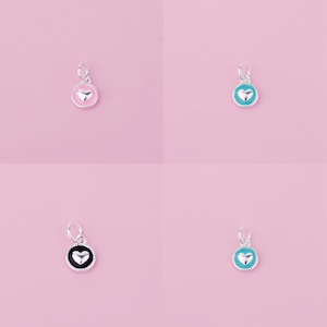Sterling Silver Enamel Heart Charm Pendant, Sweetheart Bracelet, Round Necklace, Engraved love Earring, Valentine Jewelry, Round Tag Charm