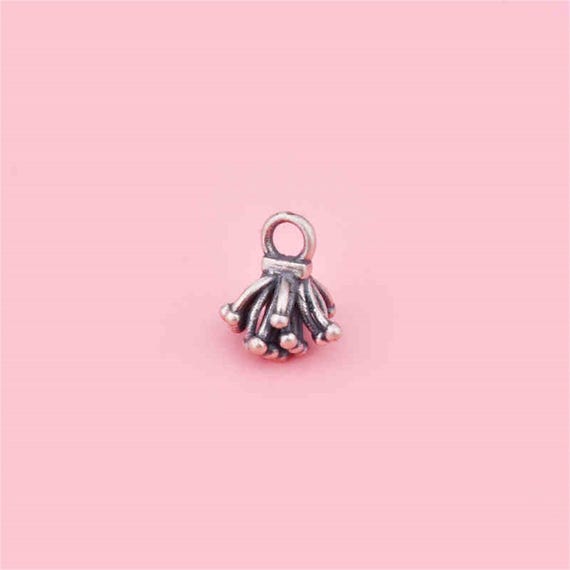 Sterling Silver Flower Charm, s925 Silver Dandelion Charm For Jewelry Making Supplies, Bracelet Charm,Floral Charm, Botanical Jewelry 10*8mm