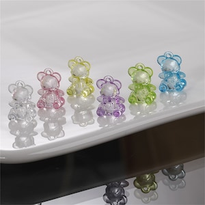 Acrylic Bear Beads, Cartoon Bear Beads, Clear Bear Bead, Animals Bead, Toy Bead, Children Bead, Cute Bear Bead, Bracelet Bead 14*20mm