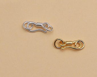 5pcs Sterling Silver S Clasps, s925 Silver Hook Clasp With Ring, Hook Clasp Connector, Clasp Connector, Hook Connector, Bracelet Clasps