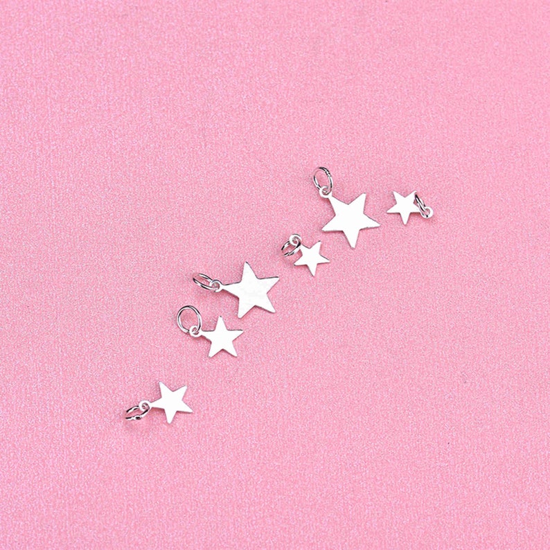 Sterling Silver Star Charm, s925 Silver Star Charm For Jewelry Making Supplies, Bracelet Charm, Earring Charm, Necklace Charm image 4