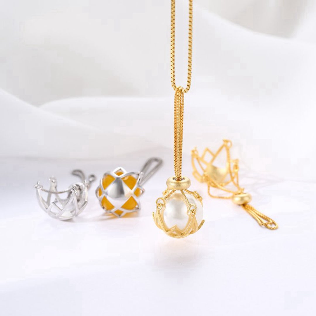 Sterling Silver Beads, Sterling Silver Bead Frames Fits 12mm Pearls