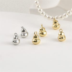 14K Gold Plated Gourd Charm Pendant, Food Jewelry, Gourd Earring, Bottle Bracelet, Small Charm, Calabash Charm, Lucky Symbol Charm 10*6.5mm