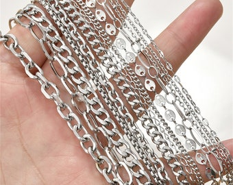 Stainless Steel Curb Chain, Steel Rolo Chain For Jewelry Making Supplies, Unfinished Ball Bead Chain for Necklace Bracelet, Specialty Chain