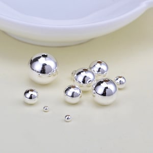 Sterling Silver Seamless Beads, s925 Silver Round Beads, Round Spacer Beads 2mm 3 4 5mm 6mm 8mm 9 10mm  11 12mm 13 14 15 16mm 17 18 19 20mm