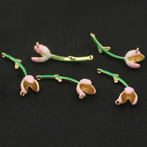 Gold Plated Tulip Flower Charm, Gold Plated Flower Charm For Jewelry Making Supplies, Bracelet Charm, Earring Charm, Flower Charm