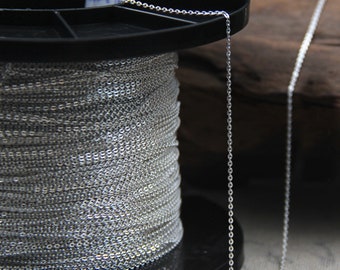 Cadena de cable de plata esterlina de 39 ", cadena de cable de plata s925 para suministros de fabricación de joyas, pulsera de collar de cadena de cable sin terminar
