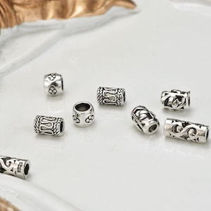 Sterling Silver Tube Beads, s925 Silver Round Beads, Hollow Flower Tube Beads, Spiral Spacer Bead,Barrel Spacer,Bracelet Bead, Necklace Bead