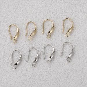 14K Gold Plated Ear Wires with Loop, Gold Tone Earring Wire, Earring Hook, Earring Component, Ear Wire Hook, Earring Jewelry Findings