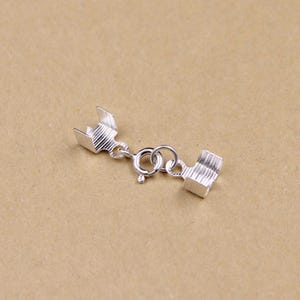 Sterling Silver Crimp Cord End Caps,s925 Silver Leather Cord End Cap For Jewelry Making Supplies, Cord Cap with Spring Clasp for Bracelet