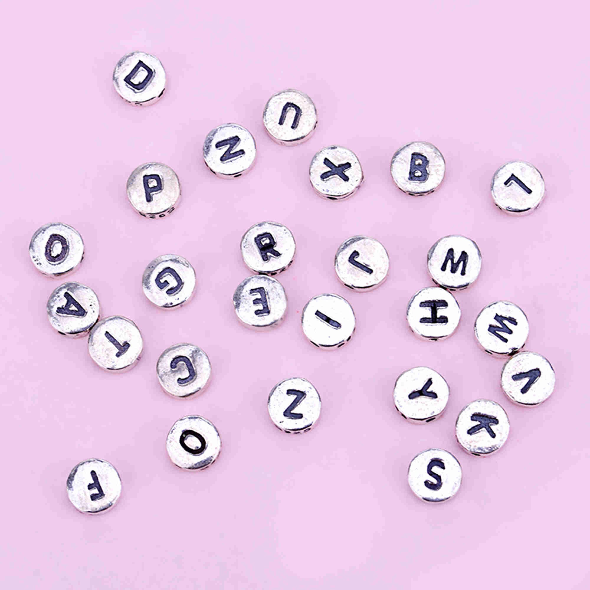 Sterling Silver Letter Beads Sterling Silver Alphabet Beads 2 Etsy