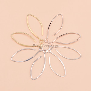 Sterling Silver Big Earring Hooks, s925 Silver Earring Hooks For Jewelry Making Supplies, Simple Earring Hooks with Loop Open Ring