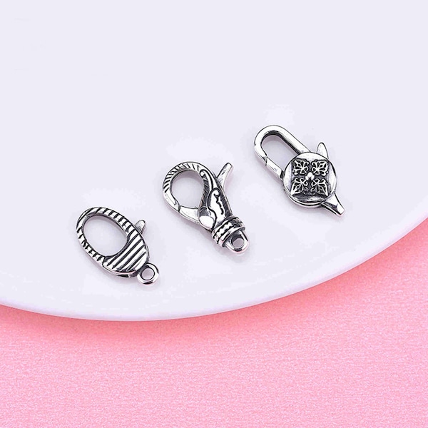60pcs Bow & Strawberry Spring Lobster Clasps - Assorted Colors, Keychain Jewelry Findings
