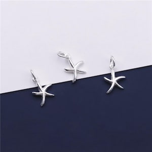 Sterling Silver Starfish Charm Pendant, Beach Bracelet, Ocean Necklace, Sea Life Earring, Tropical Jewelry, Seaside Charm, Charms In Bulk