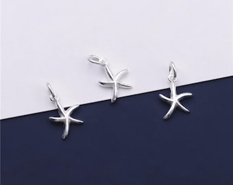 Sterling Silver Starfish Charm Pendant, Beach Bracelet, Ocean Necklace, Sea Life Earring, Tropical Jewelry, Seaside Charm, Charms In Bulk