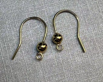 Alambres para aretes rellenos de oro de 14 quilates con cuenta, alambre para aretes relleno de oro, gancho para aretes, componente para aretes, alambre liso para aretes, accesorio para aretes