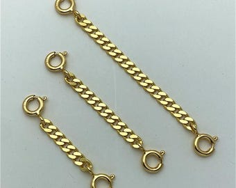 Sterling Silver Curb Chain Extensions with Spring Clasp, 925 Silver Curb Extender Chain, Bracelet Extension Chain, Necklace Chain Extender