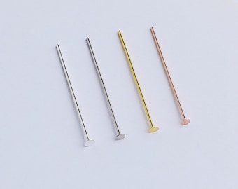 40pcs Sterling Silver T Headpins, s925 Silver Flat Head Pins, Silver Needles, Wire Thick 0.4/0.5/0.6/0.7mm, Length 15/20/25/30/35/40mm
