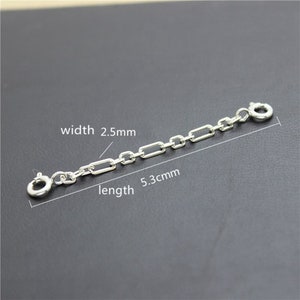 Prolunghe per catena a graffetta in argento sterling con chiusura a molla, catena di estensione rettangolare, catena di estensione per bracciale, catena di estensione per collana