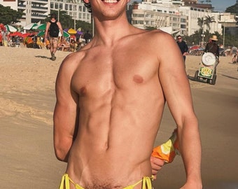 Men’s Yellow Tie Side Bikini Adjustable Swim Brief Minimal Swimwear